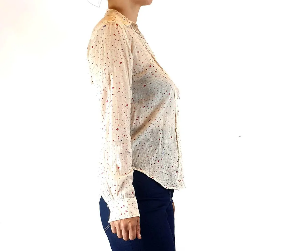Meadow Rue 100% cotton paint splatter print shirt fits size 8