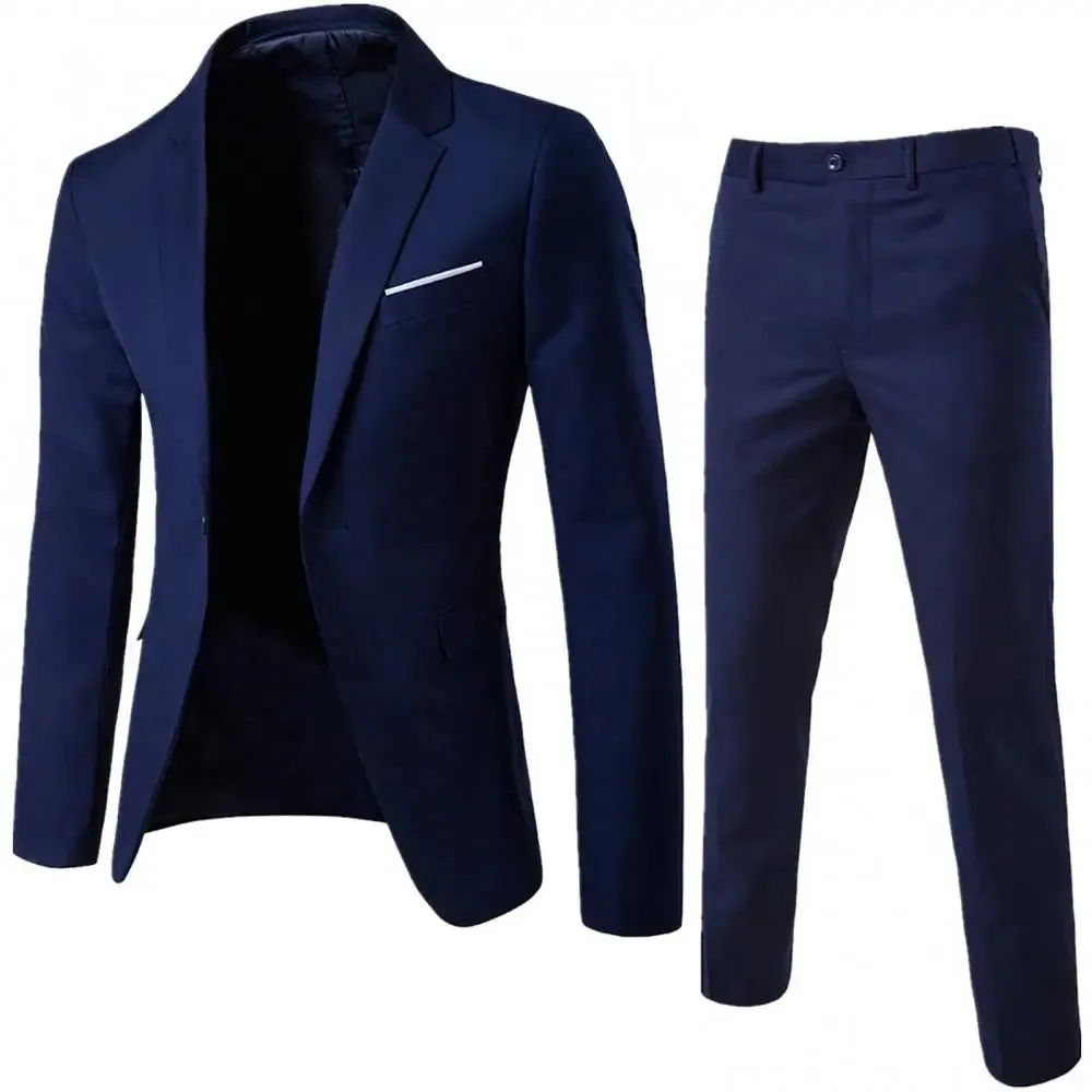 Men Blazers 2 Pieces Sets Business Suits Coats Pants Set Wedding