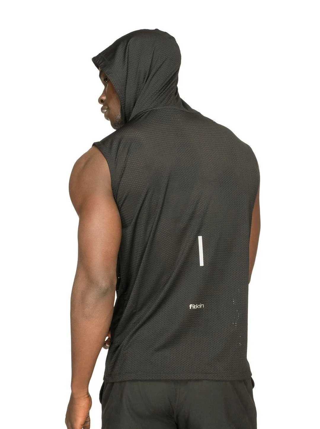 Men's 1/4 Zip Tank Black Sleeveless Hoodie