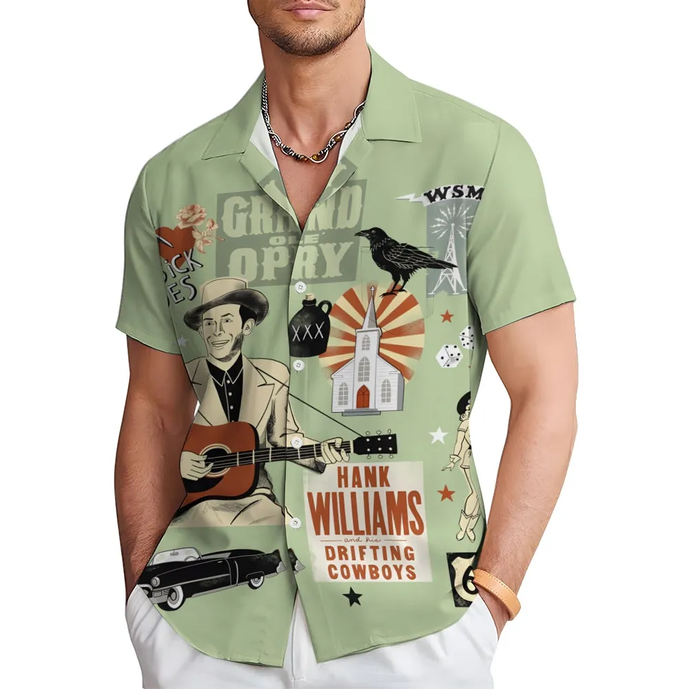 Men's Classic Vintage Lovesick Blues Guitar Hawaiian Shirts 2402000167