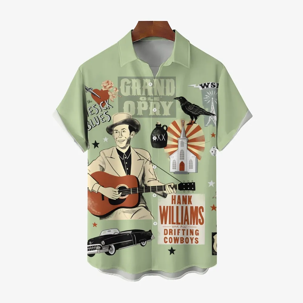 Men's Classic Vintage Lovesick Blues Guitar Hawaiian Shirts 2402000167