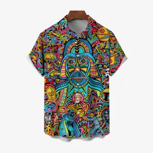 Men's Retro Spaceship Short Sleeve Shirt 2411010304