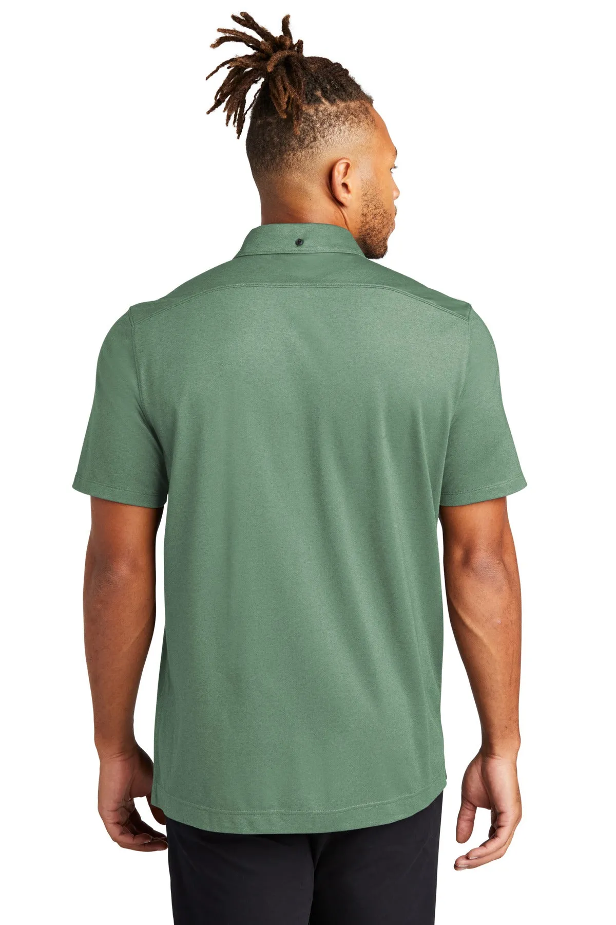 Mercer Mettle Stretch Pique Full-Button Polo MM1006 Sage Heather