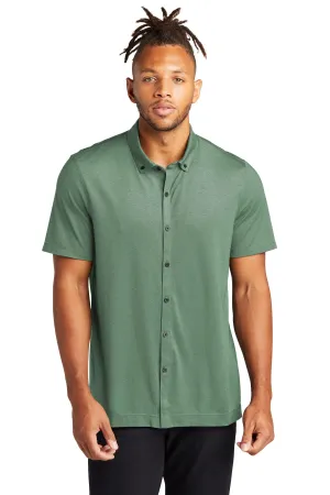 Mercer Mettle Stretch Pique Full-Button Polo MM1006 Sage Heather