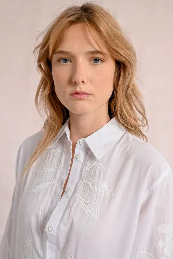Molly Bracken Palm Embroidered Oversized Shirt