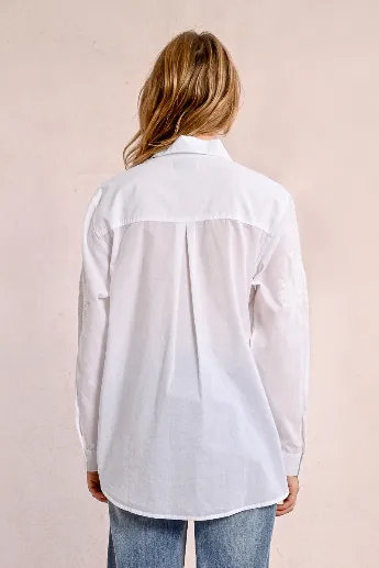 Molly Bracken Palm Embroidered Oversized Shirt
