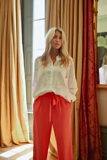 Molly Bracken Palm Embroidered Oversized Shirt