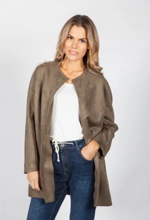 Moss Suede Long Line Blazer