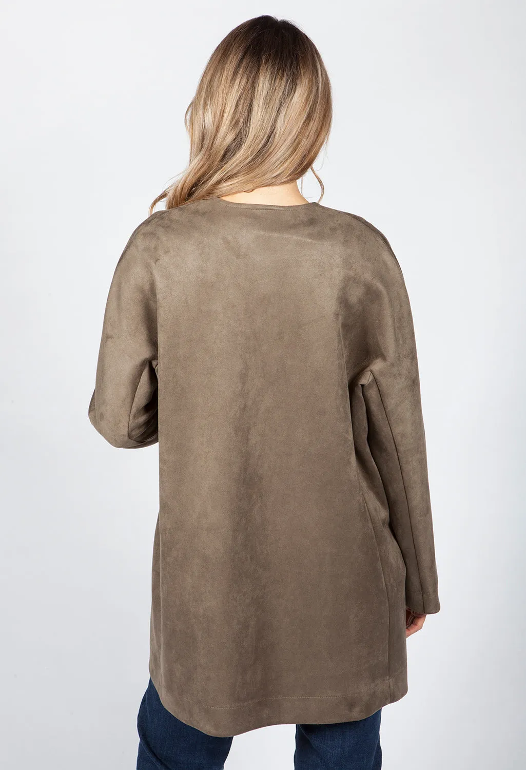 Moss Suede Long Line Blazer