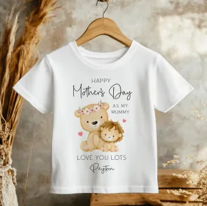 Mother's Day Cute Lions Personalised Toddler & Kids T Shirt