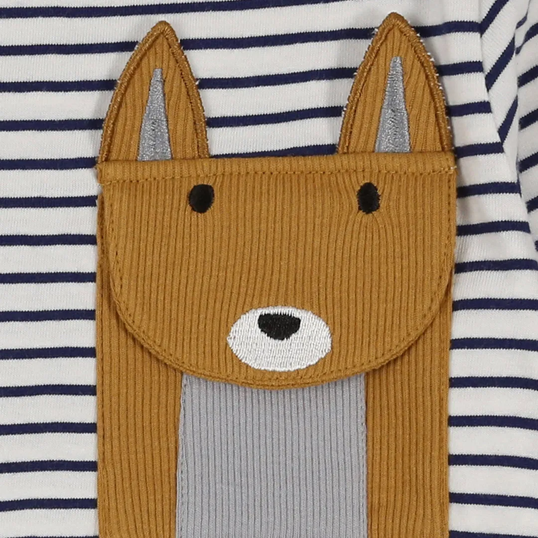 Multicoloured Character And Stripe Print Top
