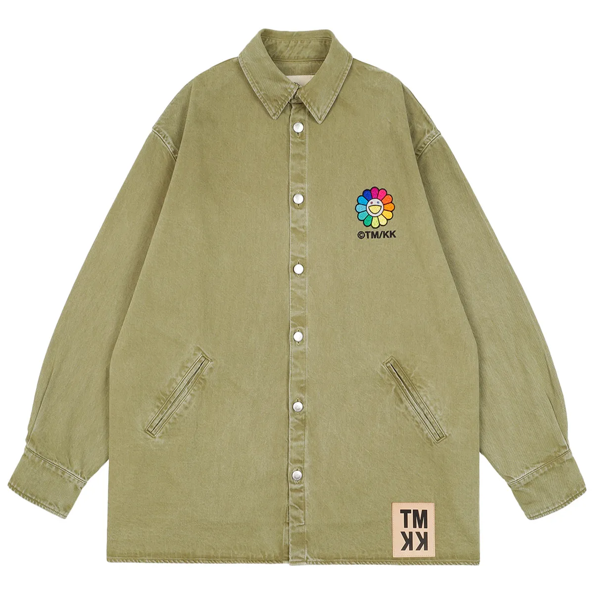 Murakami Flowers Embroidery Patch Cotton Shirts