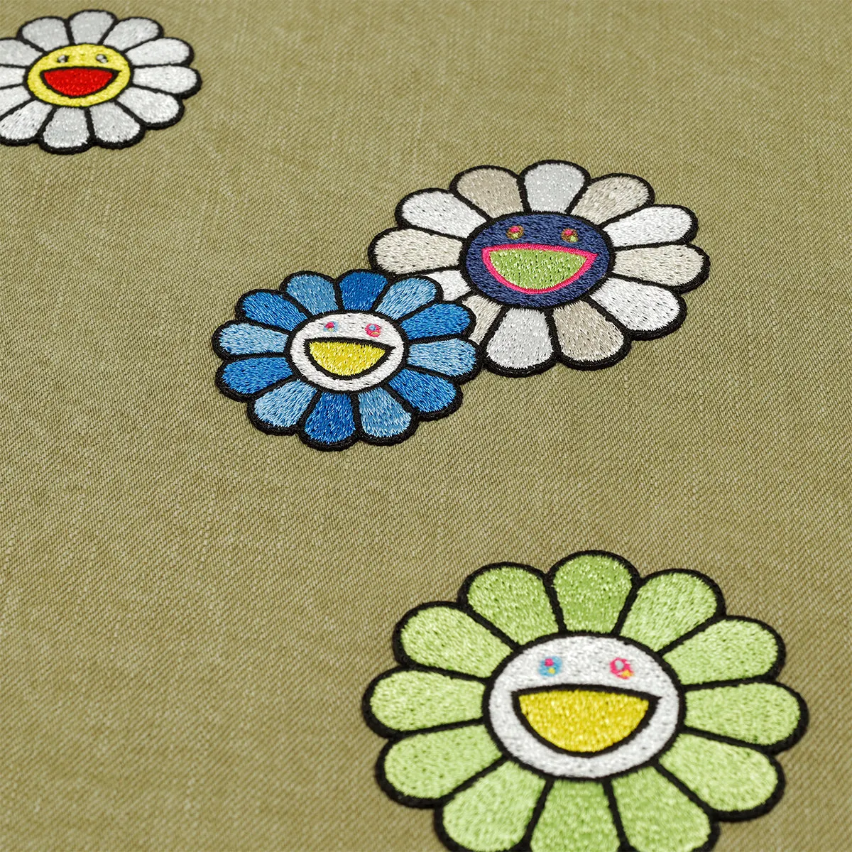 Murakami Flowers Embroidery Patch Cotton Shirts