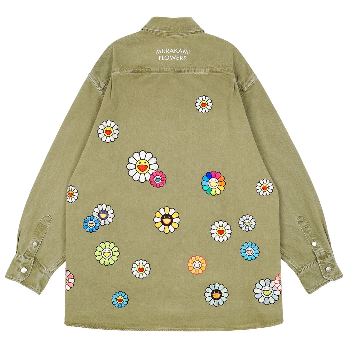 Murakami Flowers Embroidery Patch Cotton Shirts