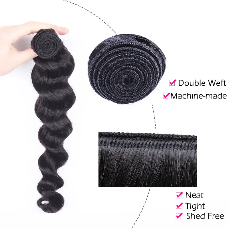 Natural Black Loose Wave 100% Unprocessed Human Hair
