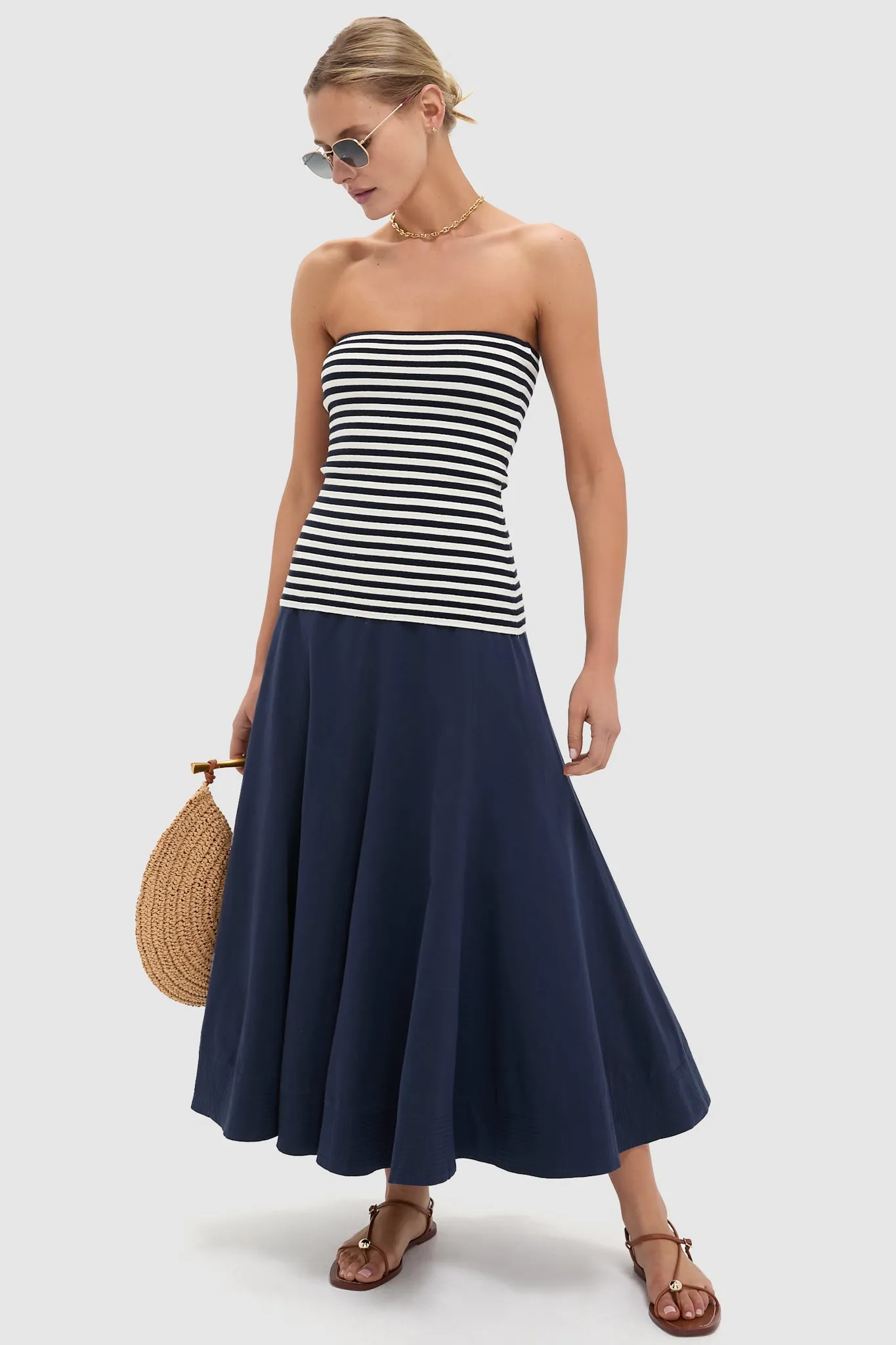 Navy and Ivory Stripe Knit Ilena Top