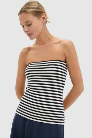 Navy and Ivory Stripe Knit Ilena Top