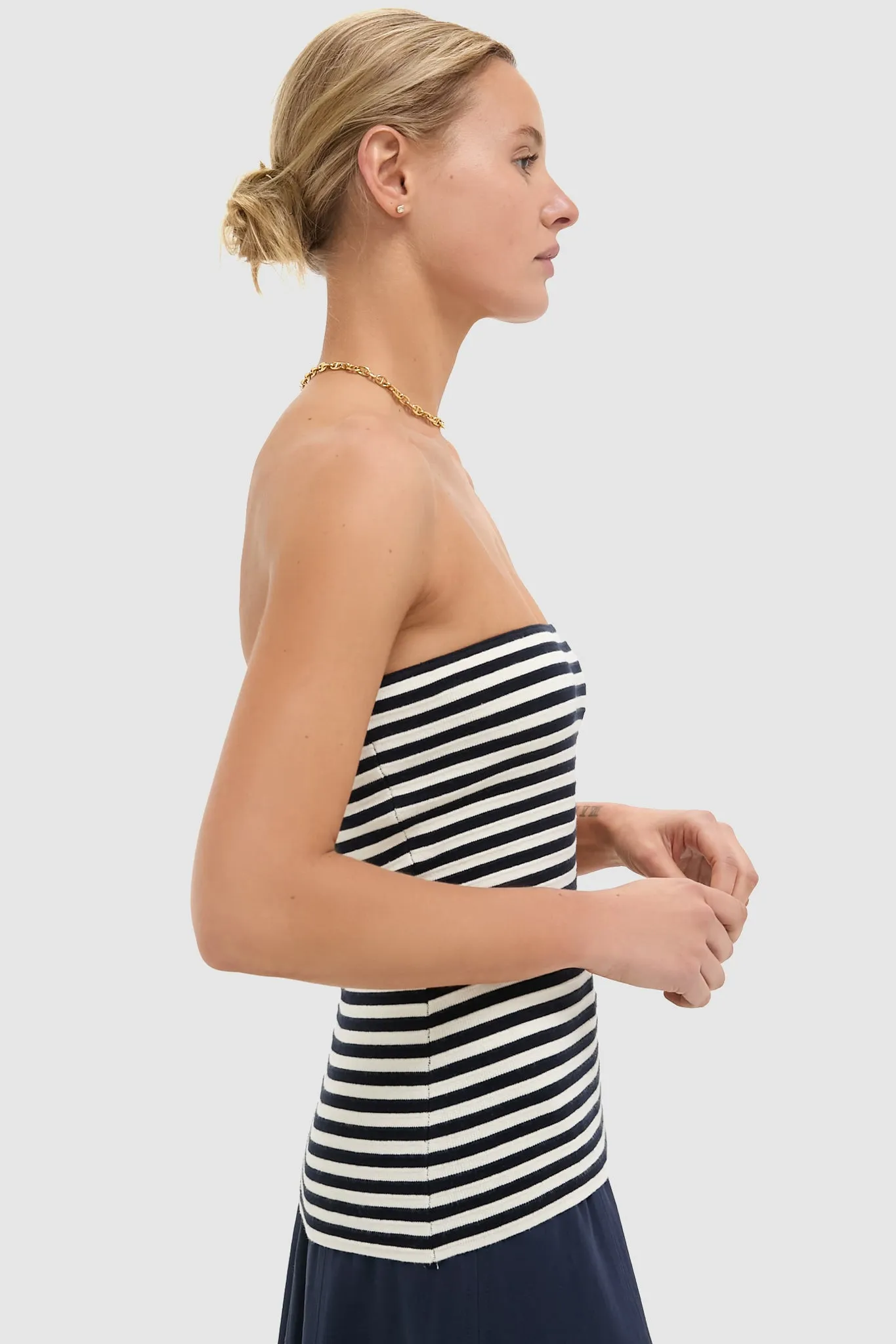 Navy and Ivory Stripe Knit Ilena Top