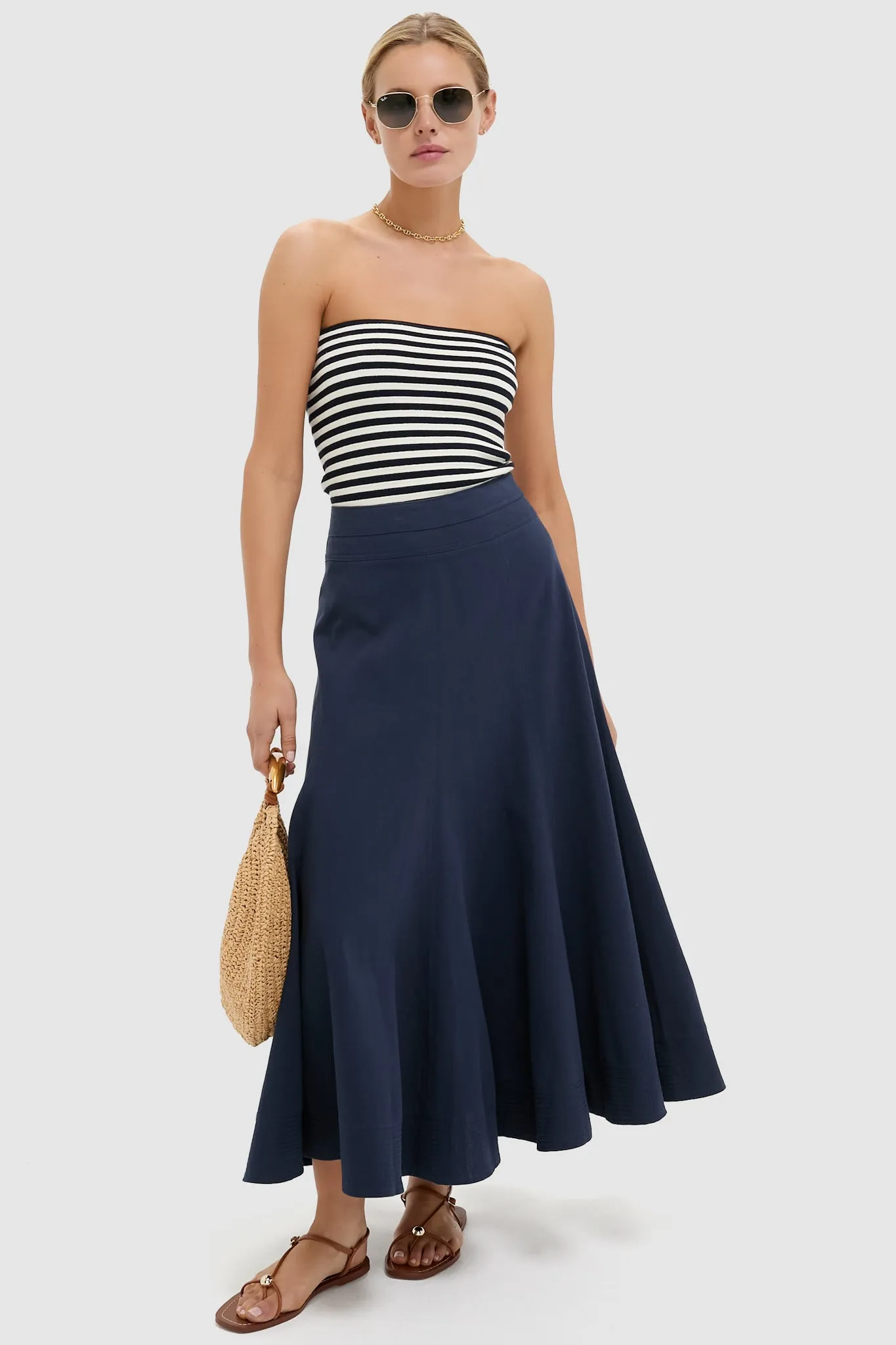 Navy and Ivory Stripe Knit Ilena Top