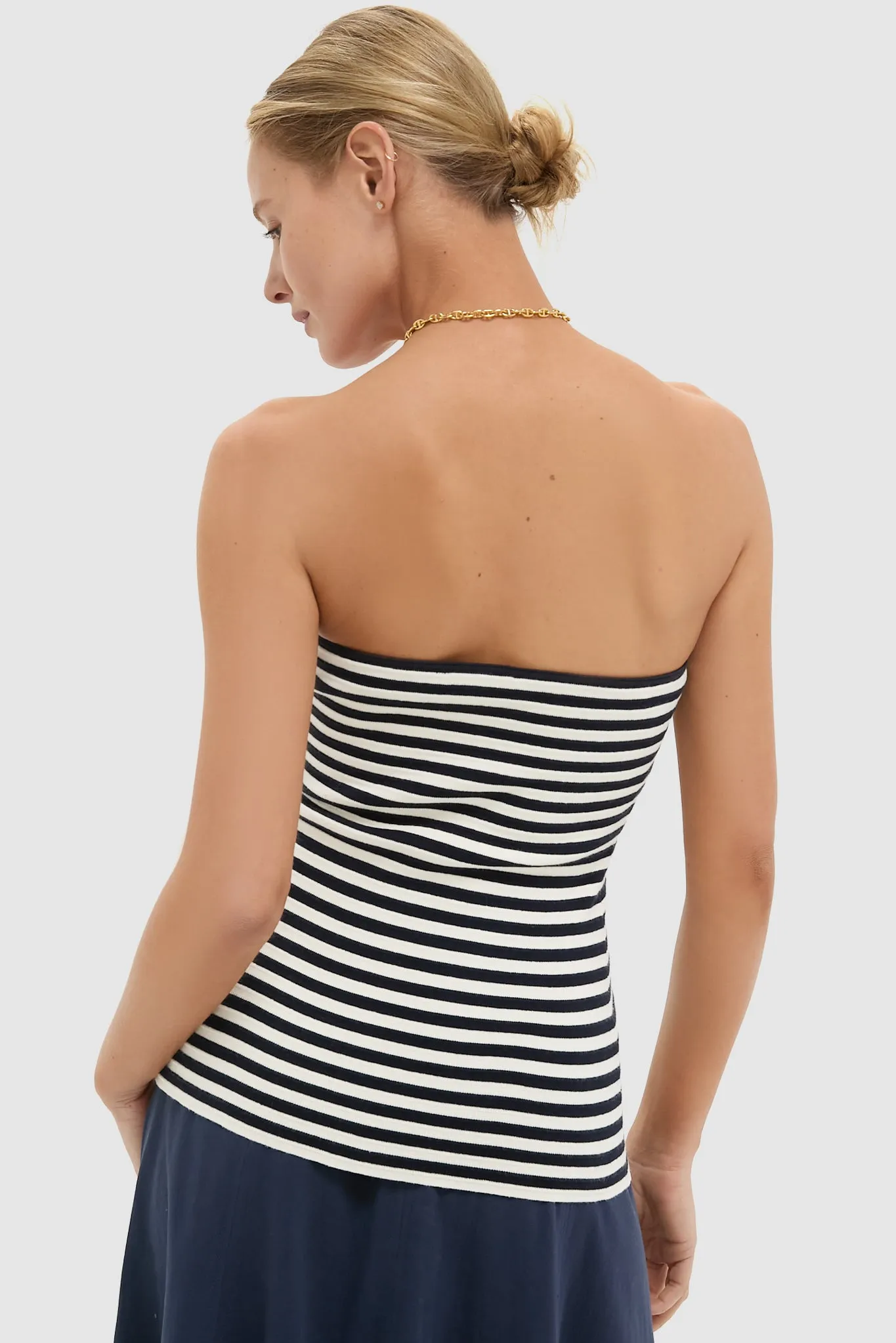 Navy and Ivory Stripe Knit Ilena Top