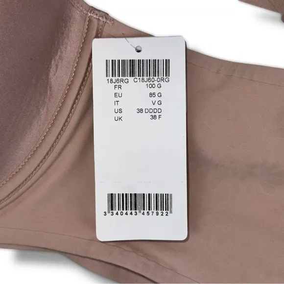 NEW Chantelle Comfort Chic Full Coverage Custom Fit Bra Nude Rose 38G (4D/DDDD)