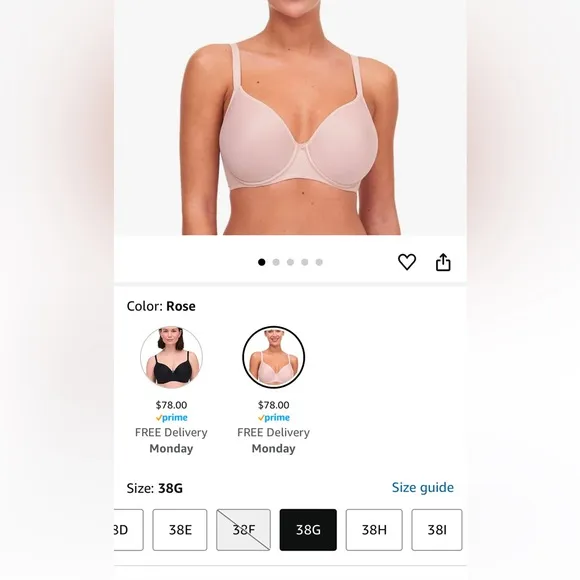 NEW Chantelle Comfort Chic Full Coverage Custom Fit Bra Nude Rose 38G (4D/DDDD)