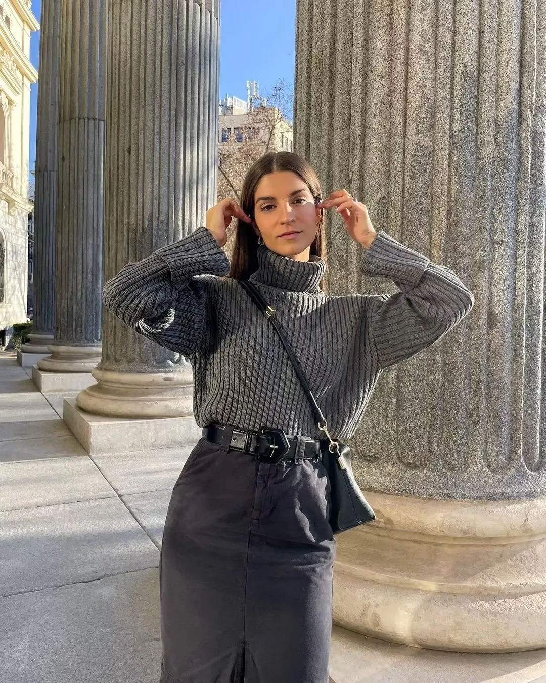 New Fall/Winter Slim Fit Women's Ribbed Turtleneck Knit Sweater, Fashionable and Warm Solid Color Pullover S-240804-26