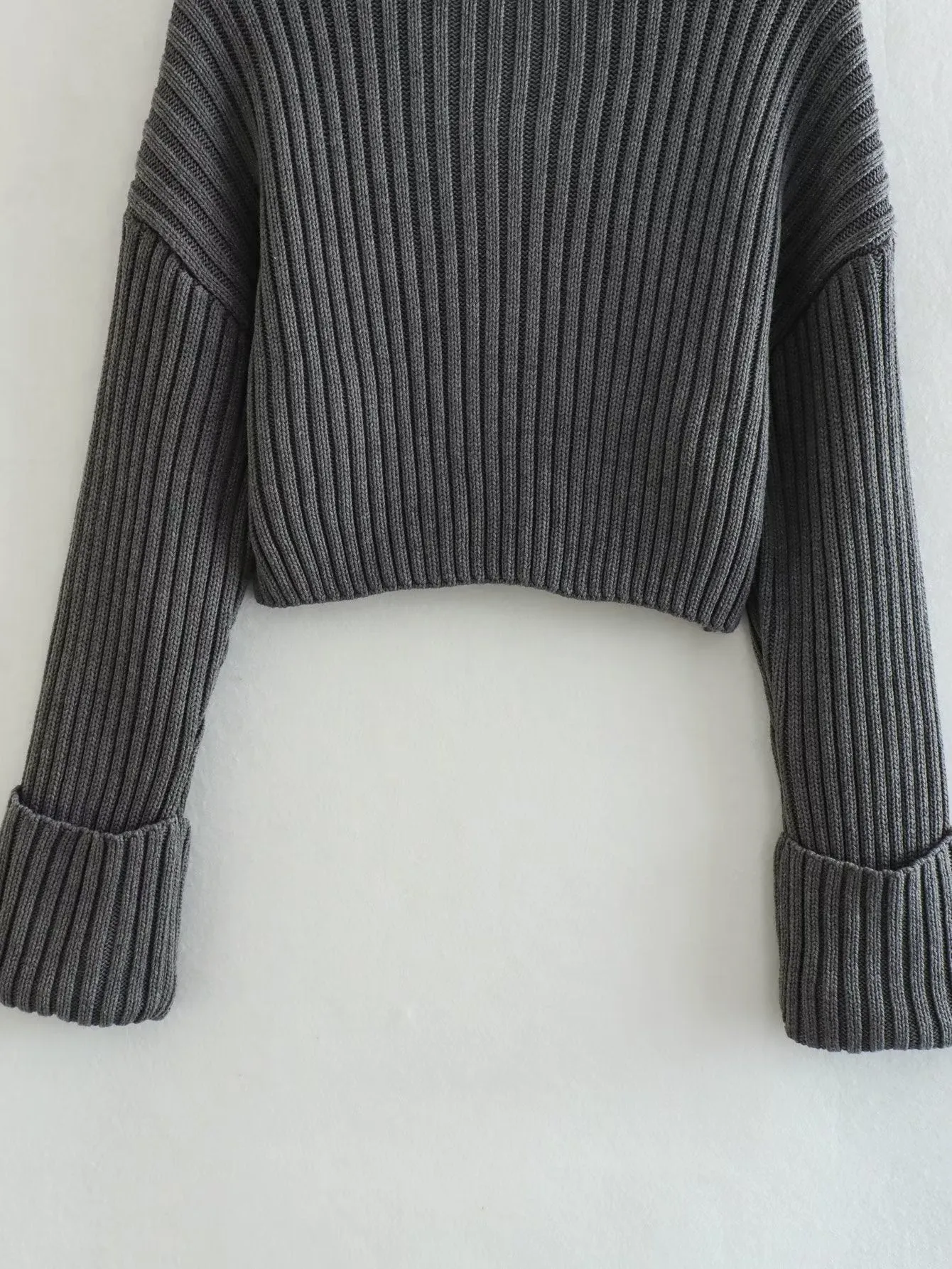 New Fall/Winter Slim Fit Women's Ribbed Turtleneck Knit Sweater, Fashionable and Warm Solid Color Pullover S-240804-26