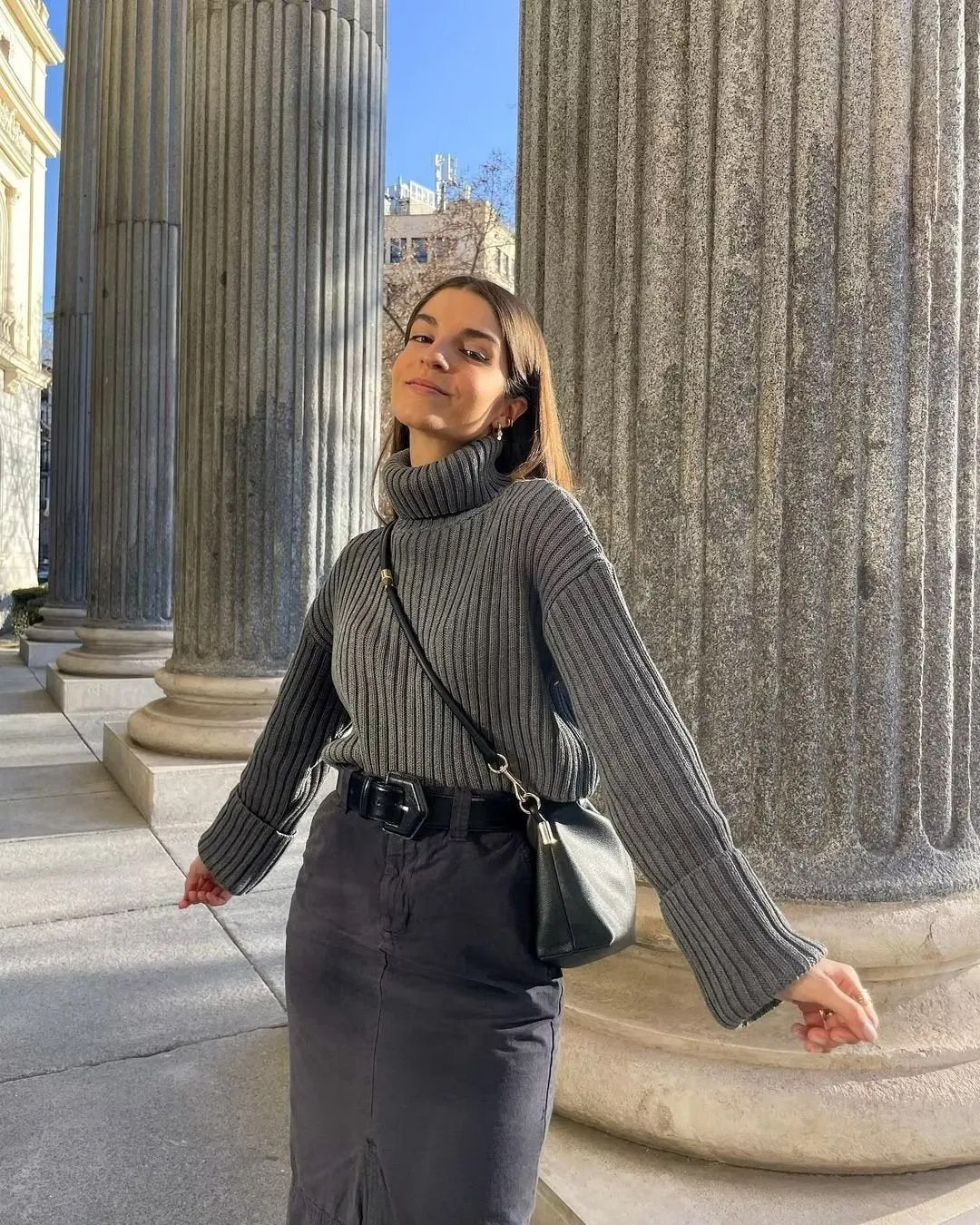 New Fall/Winter Slim Fit Women's Ribbed Turtleneck Knit Sweater, Fashionable and Warm Solid Color Pullover S-240804-26
