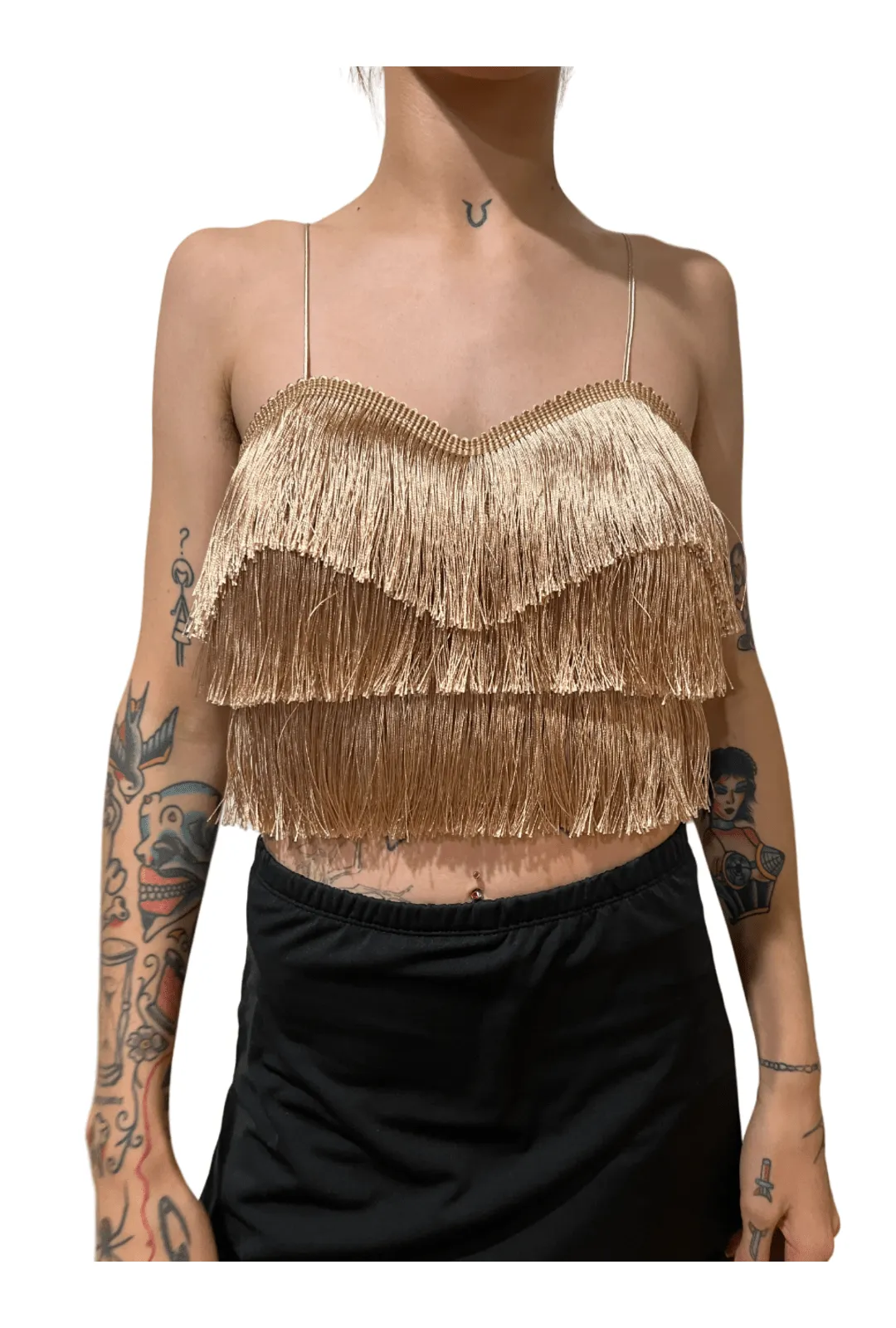 Nude Layered Fringe Bralette