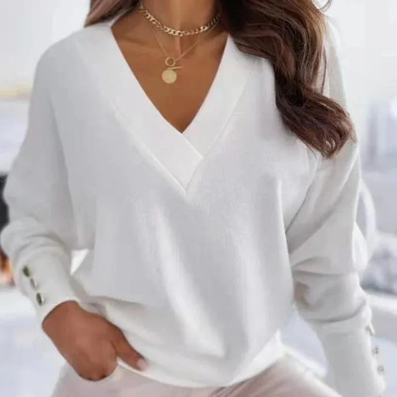 Obsidian Phoenix Women’s Casual V-Neck Loose Pullover Sweater