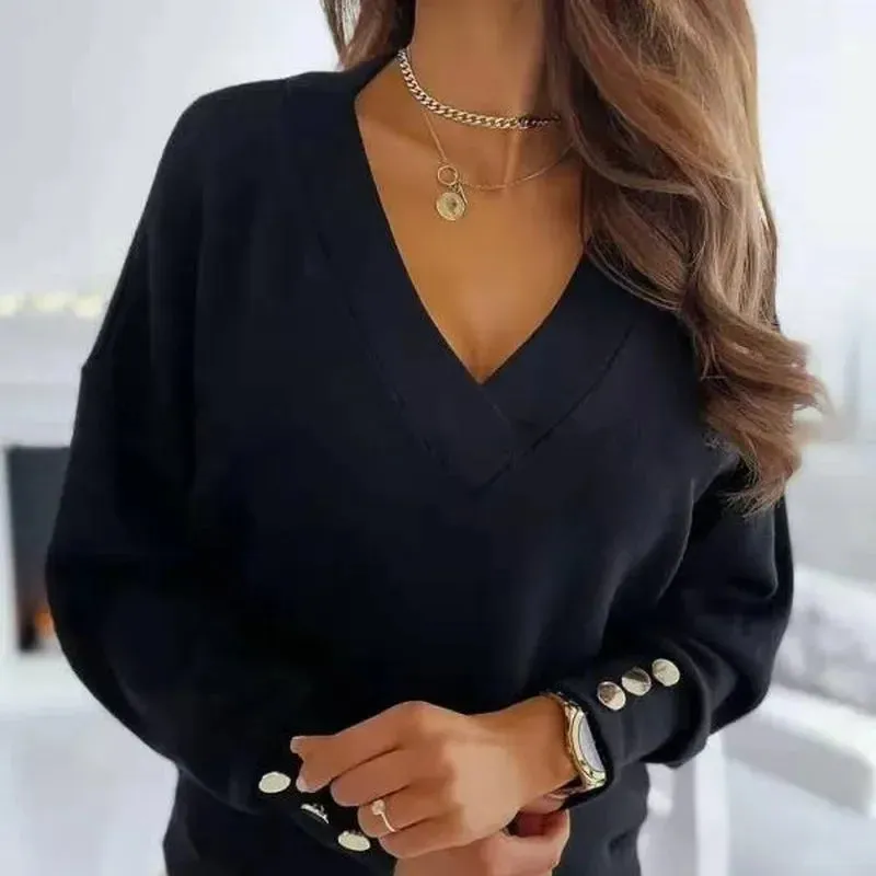 Obsidian Phoenix Women’s Casual V-Neck Loose Pullover Sweater