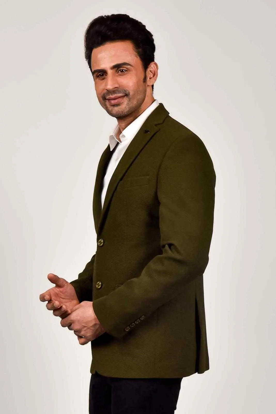 Olive Knitted Strechable Blazer