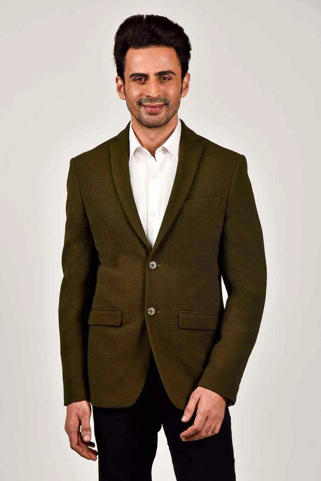 Olive Knitted Strechable Blazer
