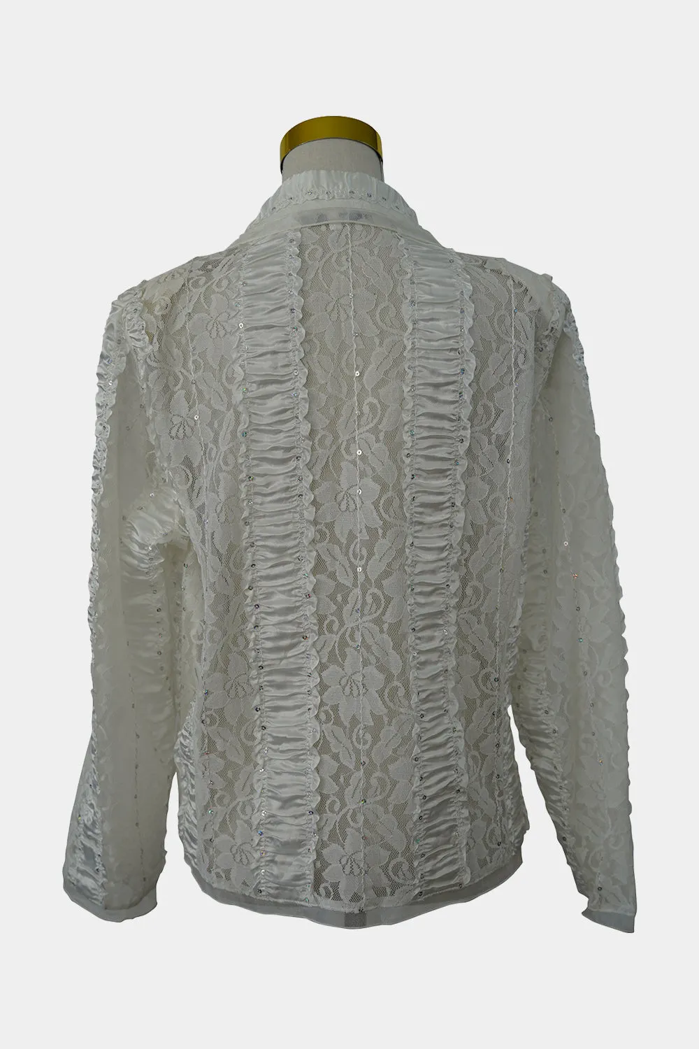Olla Oh White Lace Sequin Collard Blazar
