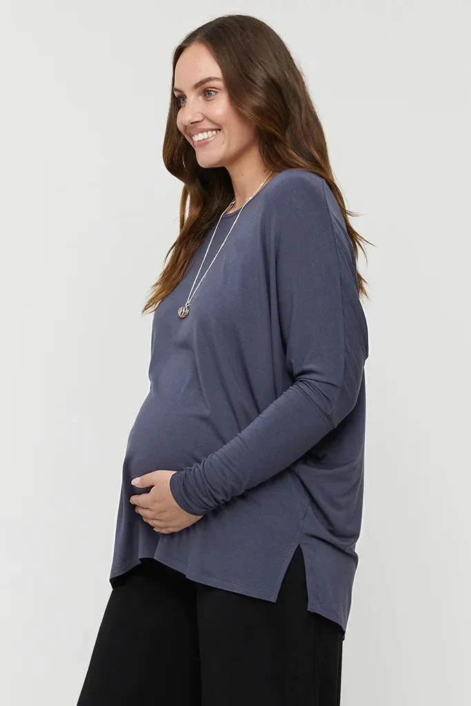 Organic Bamboo Liv Long Sleeve Slouch Maternity Top