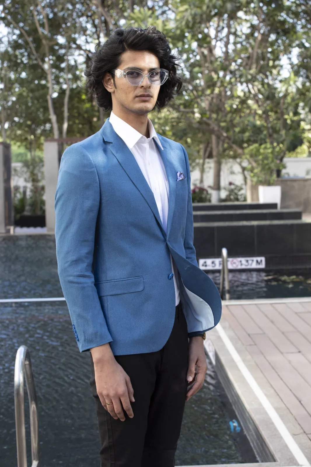 Oriental Blue 100% Hemp Solid Jacket