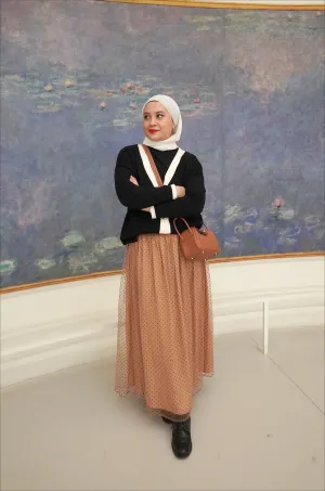 ORSAY SKIRT IN TAN POLKA