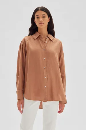 Oversized Linen Shirt Porcini