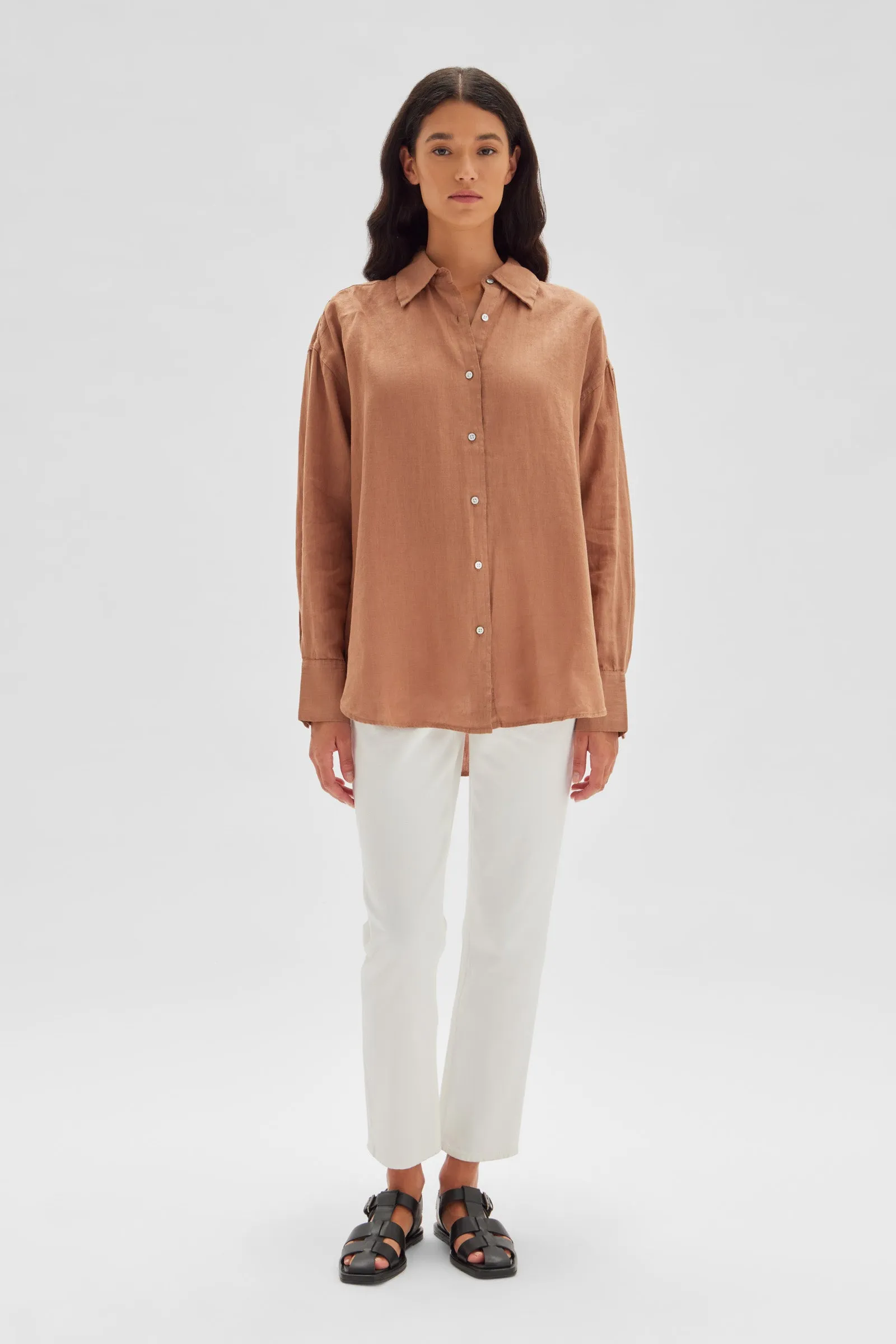 Oversized Linen Shirt Porcini