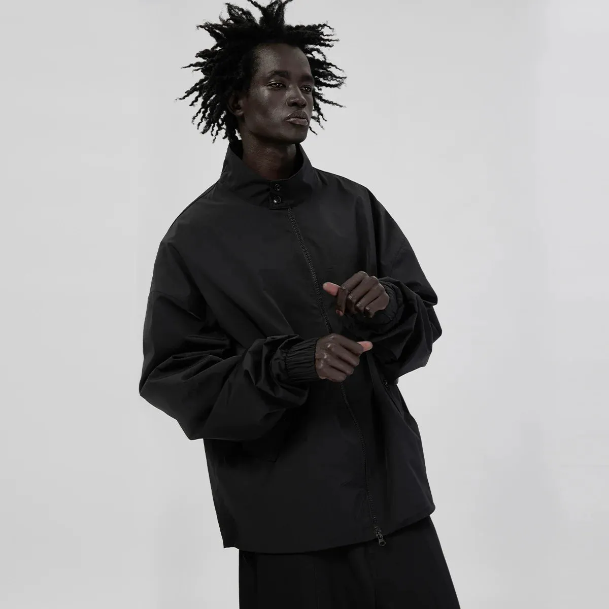 Oversized Nylon Zip-Up Jacket