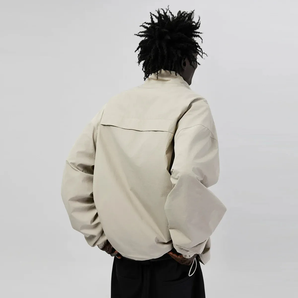 Oversized Nylon Zip-Up Jacket