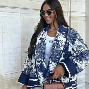 Oversized printed coat with long sleeves for women - Casual wear for everyday comfort