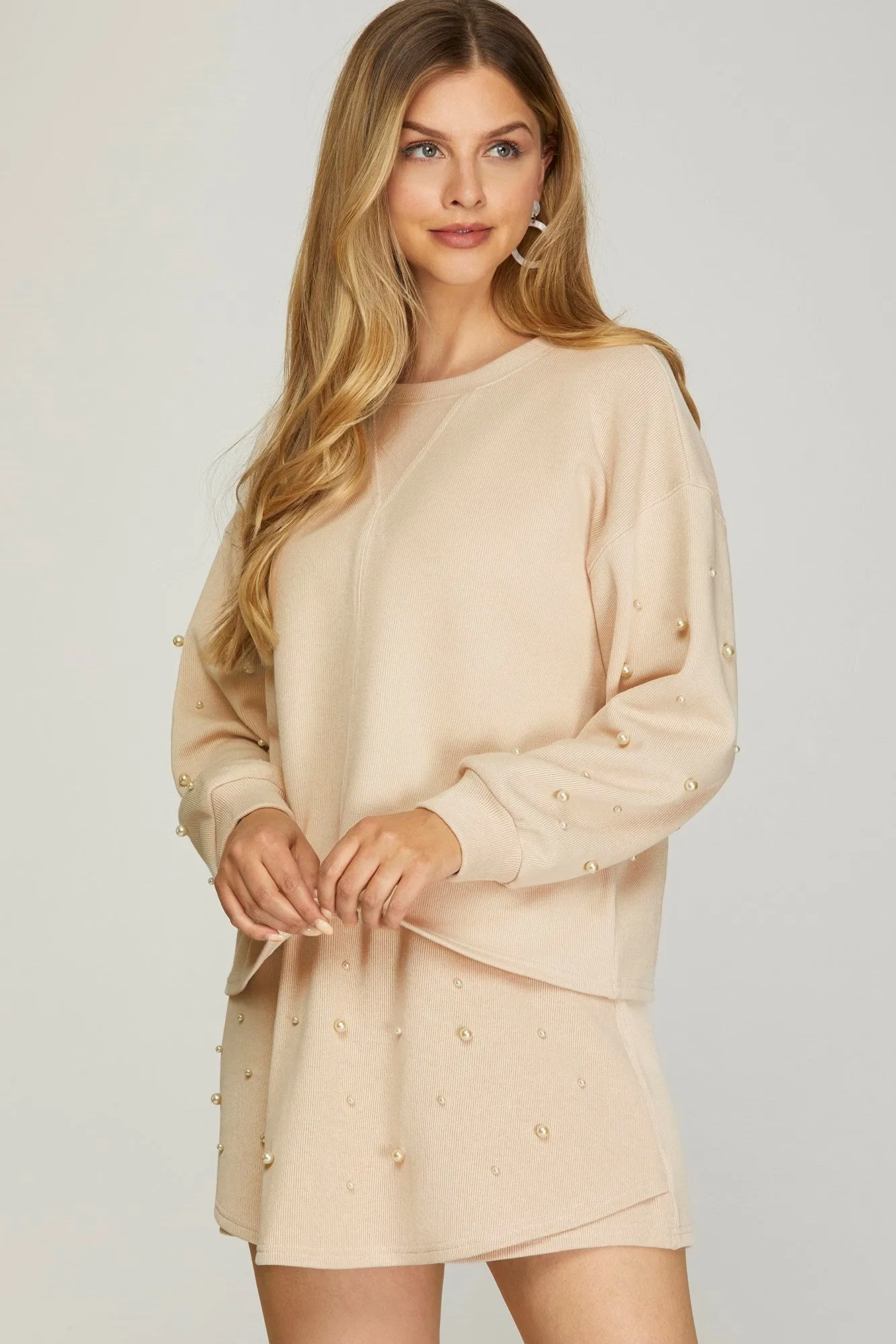 Pearl Heavy Knit Skort With Elastic Waistband