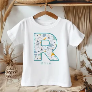 Personalised Name Dinosaur Pattern Toddler & Kids T Shirt