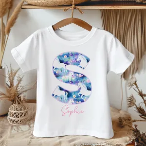 Personalised Name Magical Unicorns Pattern Toddler & Kids T Shirt