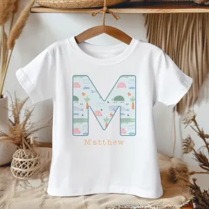 Personalised Name Sea Animals Pattern Toddler & Kids T Shirt