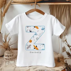 Personalised Name Space Rockets Pattern Toddler & Kids T Shirt