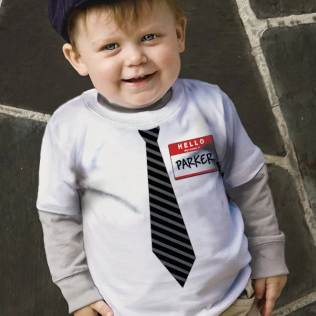 Personalized 3D Shirt For Kids, Personalized New Guy Tie T-Shirt, Boys Nerd Shirt.