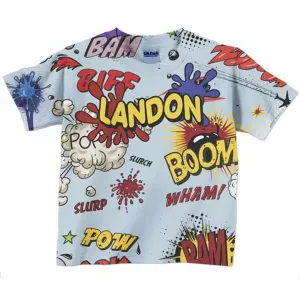 Personalized Boom Pow Comic Shirt, Boys Personalized Superhero Birthday Top, Childrens Clothing